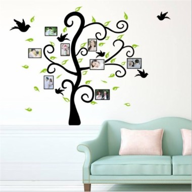 Wallsticker Transparan Motif Pohon Frame Daun Hijau - Wall Stickers ...