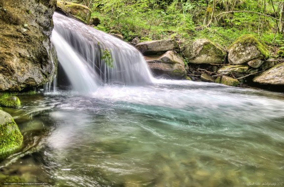 Download Wallpaper Waterfall, River, Flow, Stones Free - Desktop ...