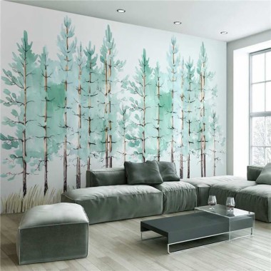 Modern Living Room Wallpaper Tv Background Wall Renderings - Golconda ...