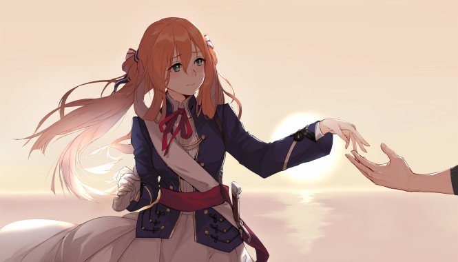 anime girl red orange hair  3850x2198  download hd