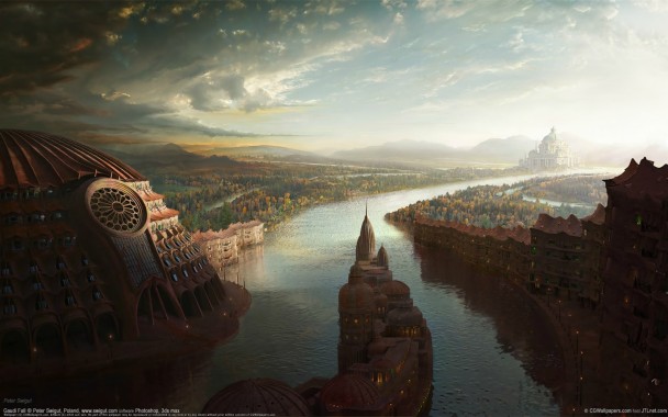 large fantasy port city 1920x1200 download hd wallpaper wallpapertip large fantasy port city 1920x1200