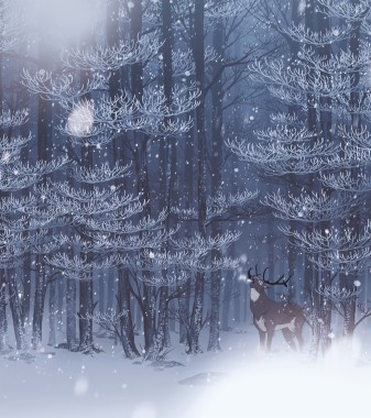 Deer, Winter, Snow, Landscape, Trees - Deer Wallpaper Winter Iphone ...