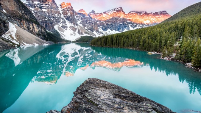 Moraine Lake, Banff, Canada, Mountains, Forest, 4k - Moraine Lake ...