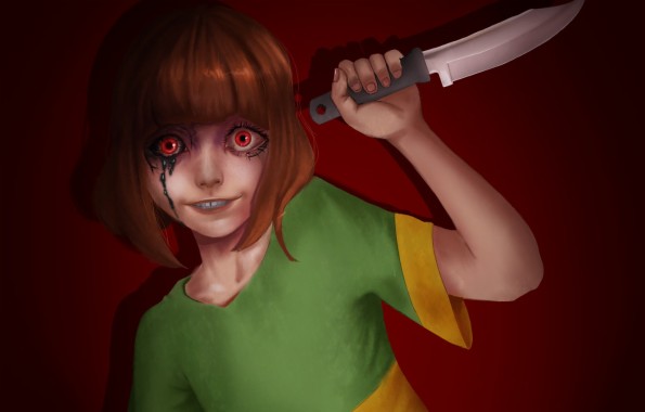 Photo Wallpaper Blood Knife Madness Undertale Chara Girl 1332x850 Download Hd Wallpaper Wallpapertip