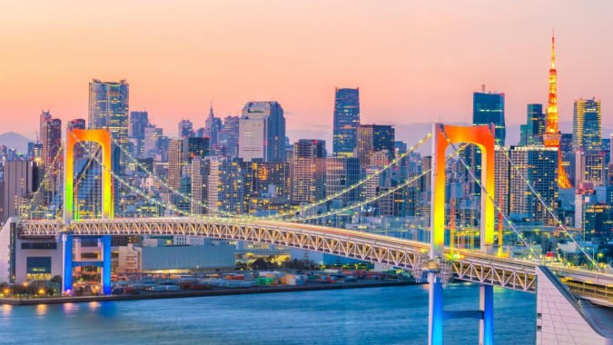 Japan Tokyo Tower Bridge Cityscape Rainbow Bridge 1600x900 Download Hd Wallpaper Wallpapertip