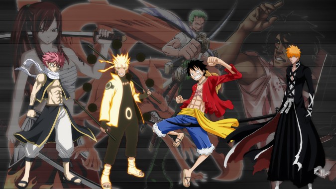 Title Ft Nauto Op Bleach Anime Crossover Naruto Bleach One Piece Fairy Tail 19x1080 Download Hd Wallpaper Wallpapertip