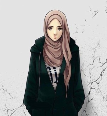 Anime Girl Hijab Hoodie gambar ke 3