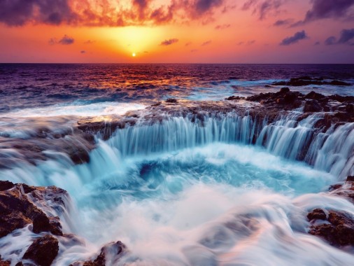 Waterfall Sunset - 1920x1440 - Download HD Wallpaper - WallpaperTip