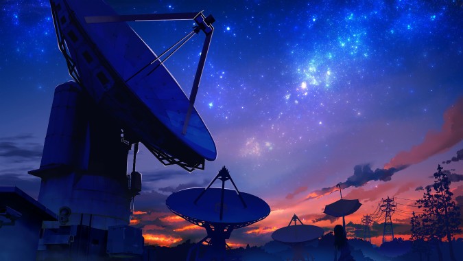 Anime Scenery Night Sky Satellite Dish 4k 3840x2160 Satellite Dish 3840x2160 Download Hd Wallpaper Wallpapertip