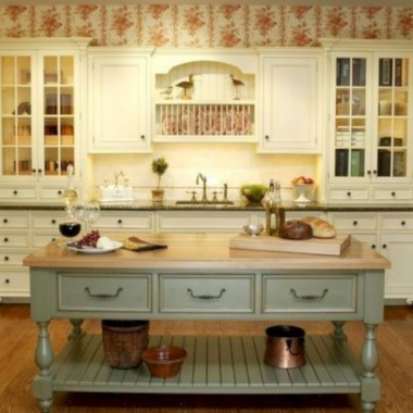 Yellow Country Kitchen Walls Wallpaper - Harlem Toile - 435x532 ...