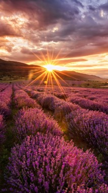 Sunset Lavender Field Photography 540x960 Download Hd