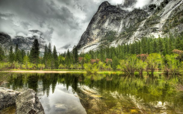 Nature Beautiful View Of A Small Mountain Lake Hd Desktop