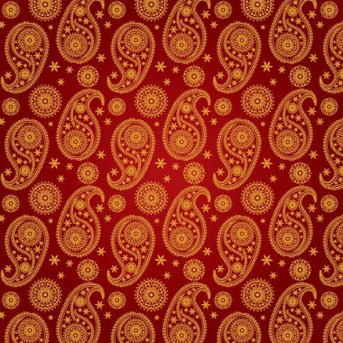 India Ham Pattern Vector - Red Indian Pattern Background - 600x600 