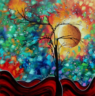 Abstract Art Original Whimsical Modern Landscape Painting - Abstract ...