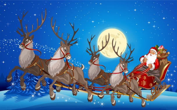 Santa And Reindeer Holding Sign - 1600x900 - Download HD Wallpaper ...