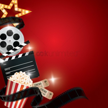 Cinema Background With Movie Objects Vector Image - Movie Film 