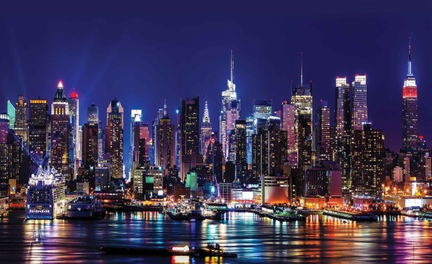 City New York Skyline Night Wallpaper Mural 1300x796 Download Hd Wallpaper Wallpapertip