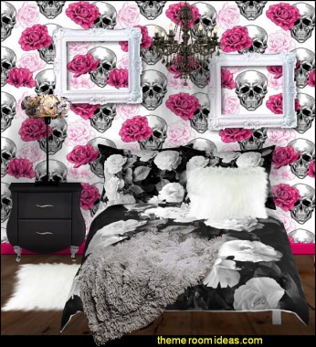 Skulls Wallpaper Roses Bedding Skull Decor Skull Wallpaper For Bedroom 604x663 Download Hd Wallpaper Wallpapertip