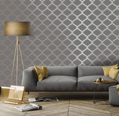 Rose Gold Reflections Wallpaper Uk Gold Reflections - Living Room ...