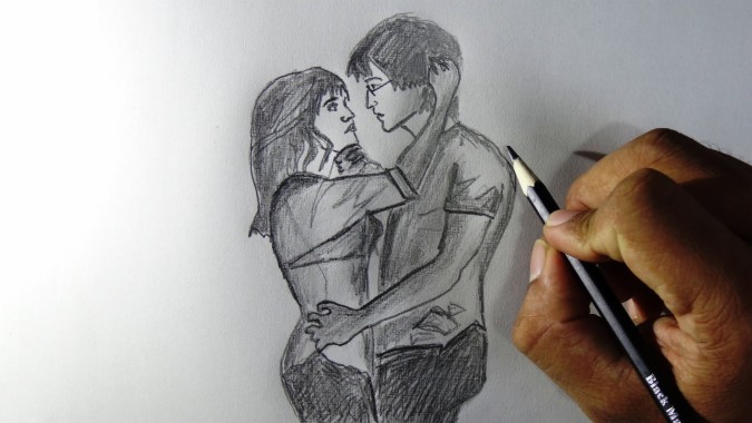 Romantic Pencil Sketches Cute Love Drawings Pencil Cute Pencil Sketch Of Girl 19x10 Download Hd Wallpaper Wallpapertip