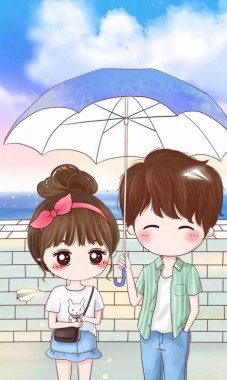 Cute Korean Couple Drawing 736x1040 Download Hd Wallpaper