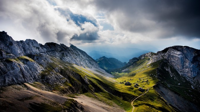 Mountain Landscape With Clouds - 1920x1080 - Download HD Wallpaper ...